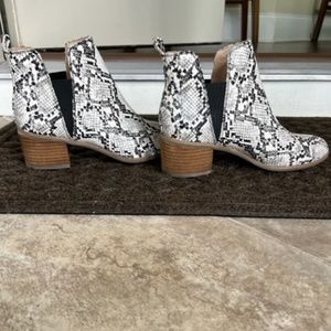 Dr. Scholl's snakeskin slip on bootie